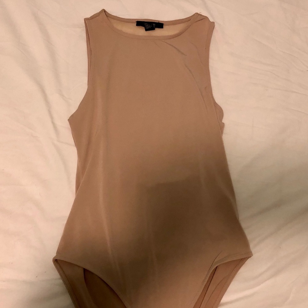Forever 21 Tan Mesh-Back Bodysuit
